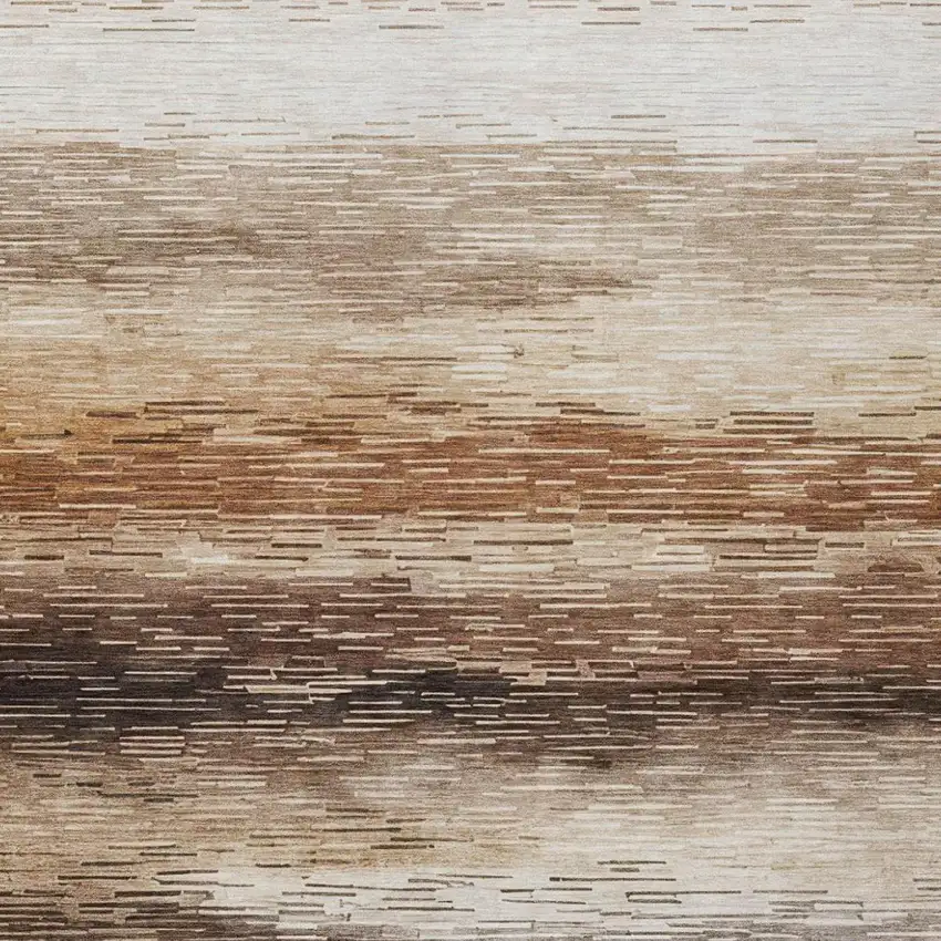 Brown And Silver Striped Washable Indoor Outdoor Area Rug Photo 3