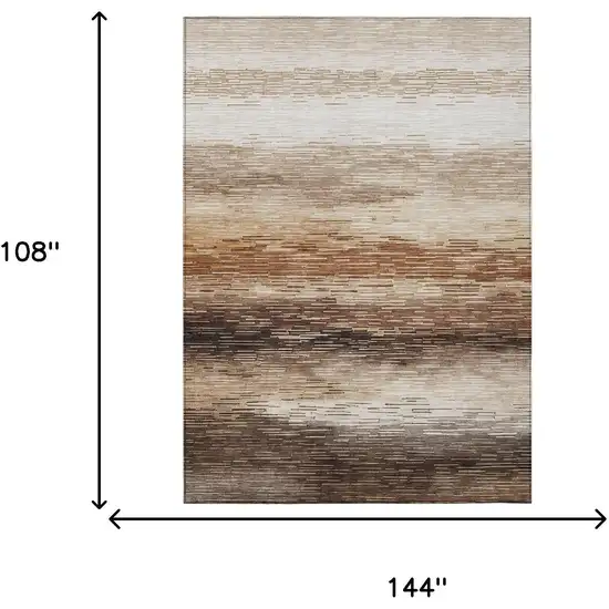 Brown And Silver Striped Washable Indoor Outdoor Area Rug Photo 6