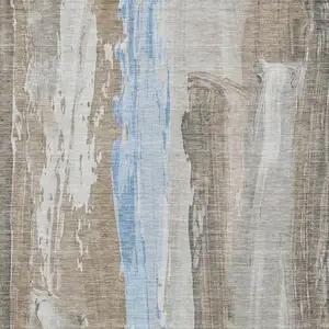 Photo of Brown And Sky Blue Abstract Washable Indoor Outdoor Area Rug