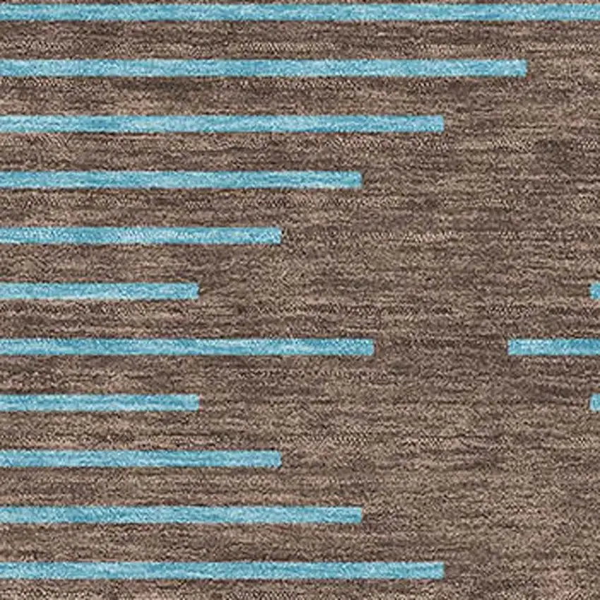 Brown And Sky Blue Geometric Washable Area Rug With UV Protection Photo 2