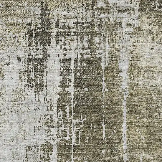 Brown And Tan Abstract Washable Area Rug With UV Protection Photo 3