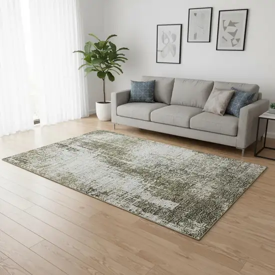 Brown And Tan Abstract Washable Area Rug With UV Protection Photo 2