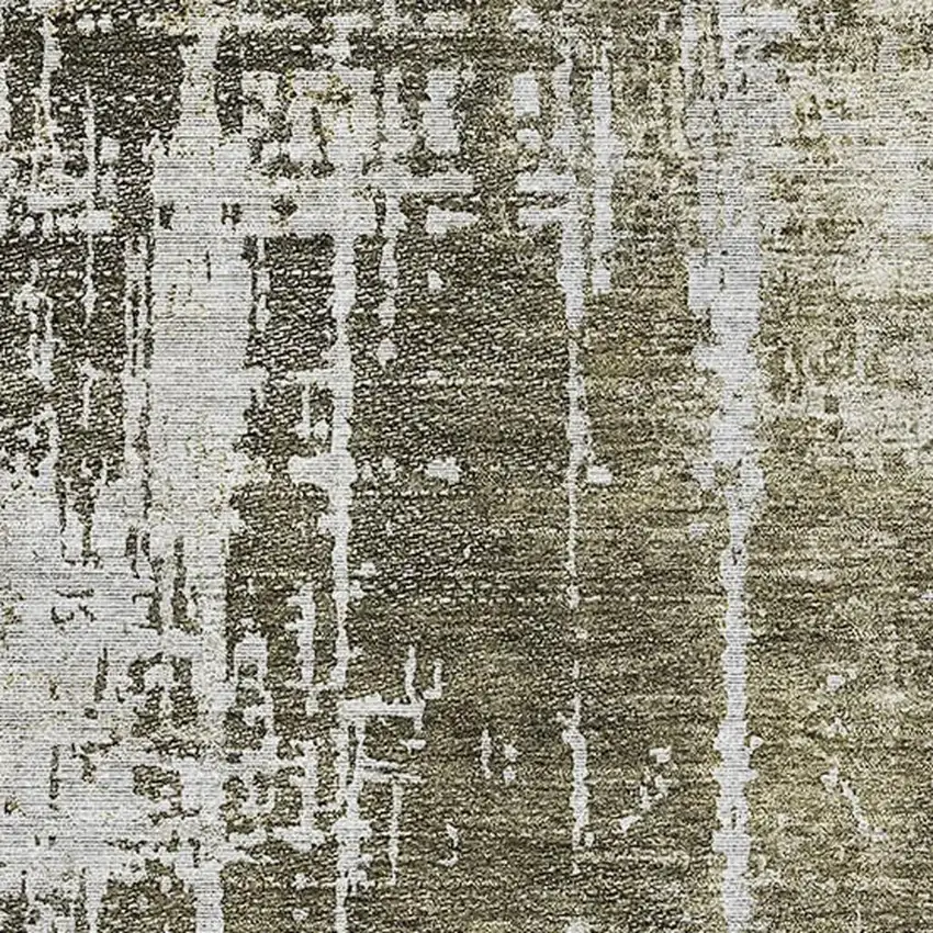 Brown And Tan Abstract Washable Area Rug With UV Protection Photo 3