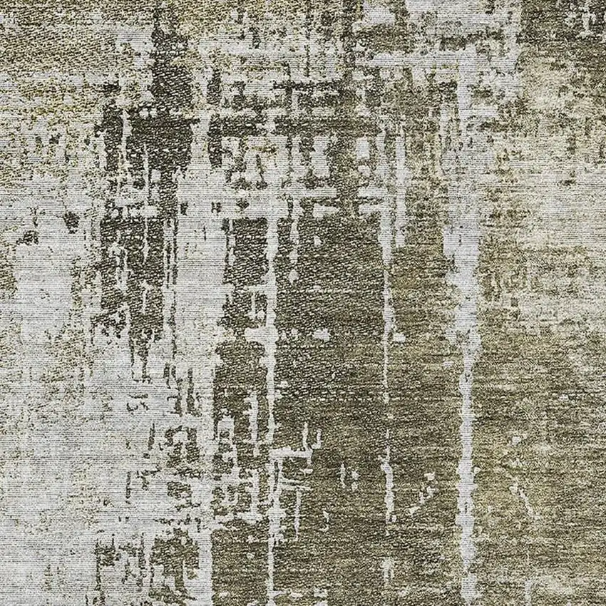 Brown And Tan Abstract Washable Area Rug With UV Protection Photo 4