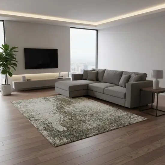 Brown And Tan Abstract Washable Area Rug With UV Protection Photo 2