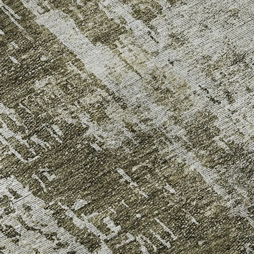 Brown And Tan Abstract Washable Area Rug With UV Protection Photo 9