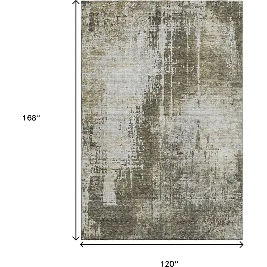Brown And Tan Abstract Washable Area Rug With UV Protection Photo 3