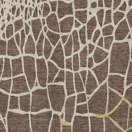 Brown And Tan Abstract Washable Indoor Outdoor Area Rug Photo 5