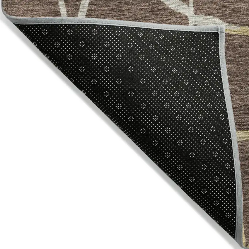 Brown And Tan Abstract Washable Indoor Outdoor Area Rug Photo 4