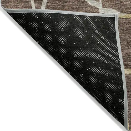 Brown And Tan Abstract Washable Indoor Outdoor Area Rug Photo 4