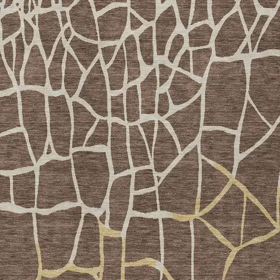Brown And Tan Abstract Washable Indoor Outdoor Area Rug Photo 5