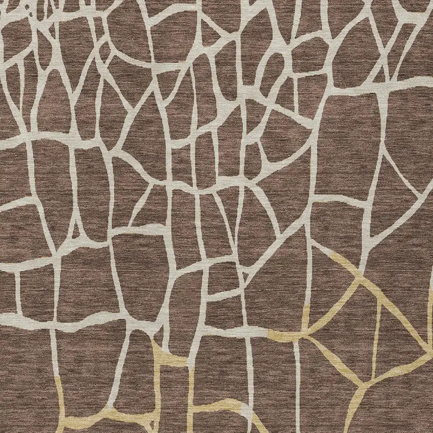 Brown And Tan Abstract Washable Indoor Outdoor Area Rug Photo 5