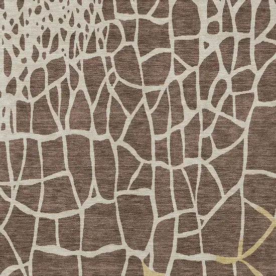 Brown And Tan Abstract Washable Indoor Outdoor Area Rug Photo 5