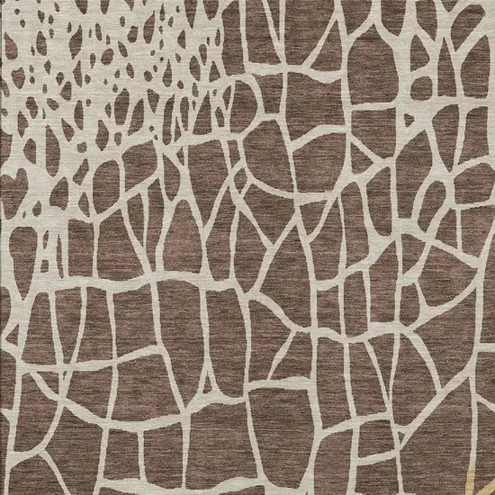 Brown And Tan Abstract Washable Indoor Outdoor Area Rug Photo 5