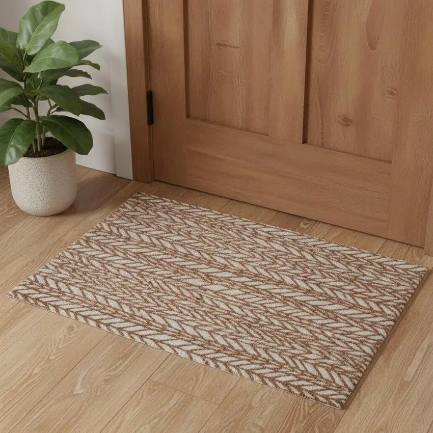 Brown And Tan Chevron Area Rug Photo 1