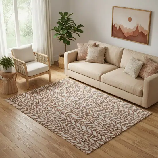 Brown And Tan Chevron Area Rug Photo 1
