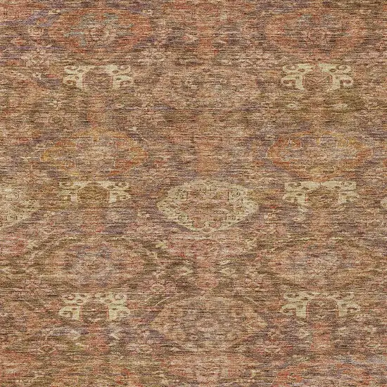 Brown And Tan Damask Washable Indoor Outdoor Area Rug Photo 5
