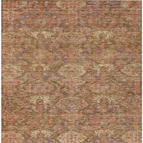 Brown And Tan Damask Washable Indoor Outdoor Area Rug Photo 6