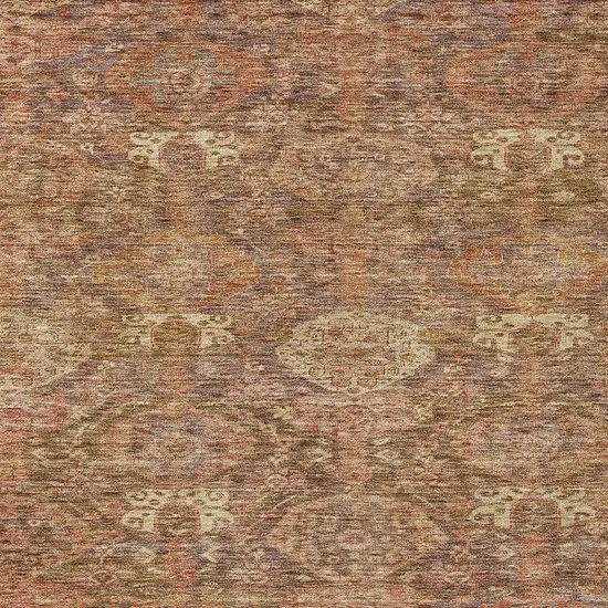 Brown And Tan Damask Washable Indoor Outdoor Area Rug Photo 5