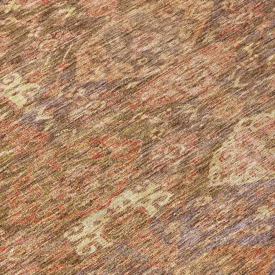 Brown And Tan Damask Washable Indoor Outdoor Area Rug Photo 8