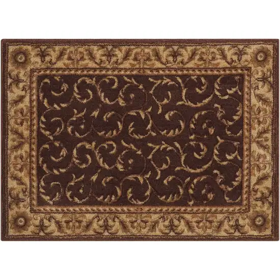 Brown And Tan Floral Non Skid Area Rug Photo 5