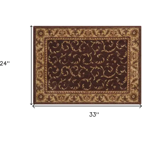 Brown And Tan Floral Non Skid Area Rug Photo 3