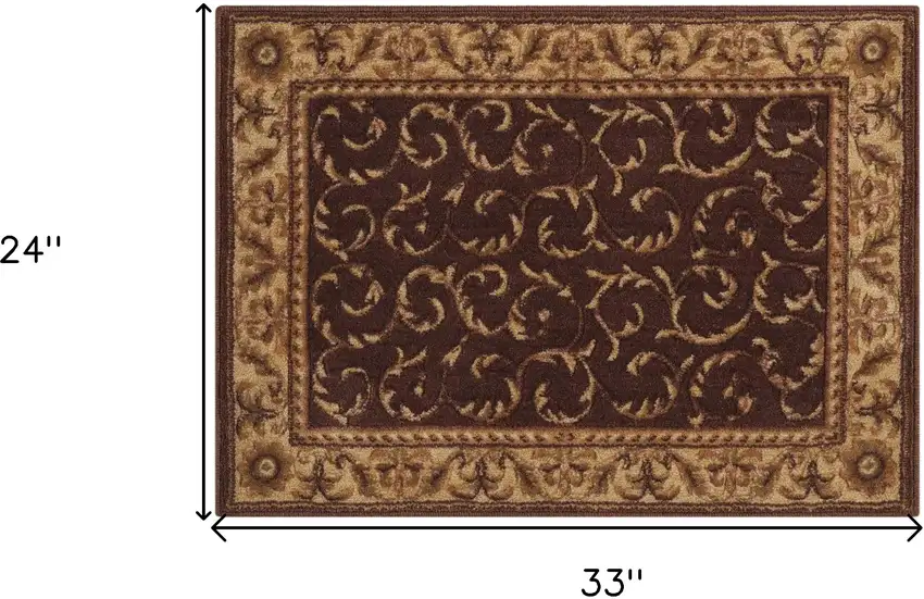 Brown And Tan Floral Non Skid Area Rug Photo 3