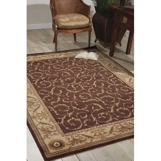 Brown And Tan Floral Non Skid Area Rug Photo 4