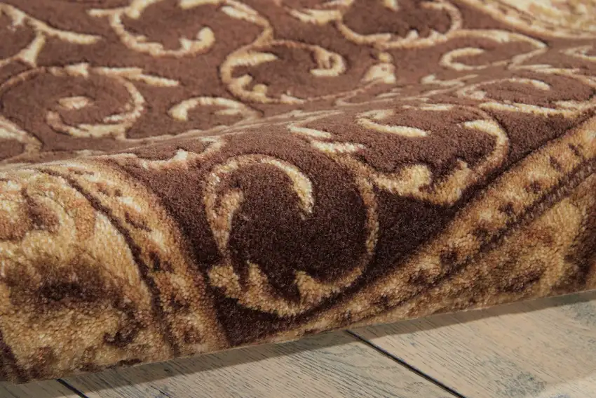 Brown And Tan Floral Non Skid Area Rug Photo 8