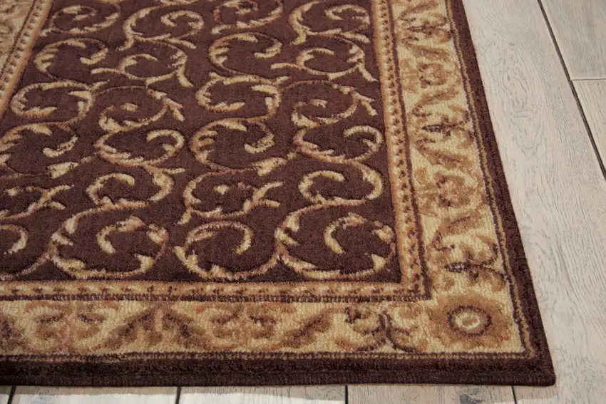 Brown And Tan Floral Non Skid Area Rug Photo 9