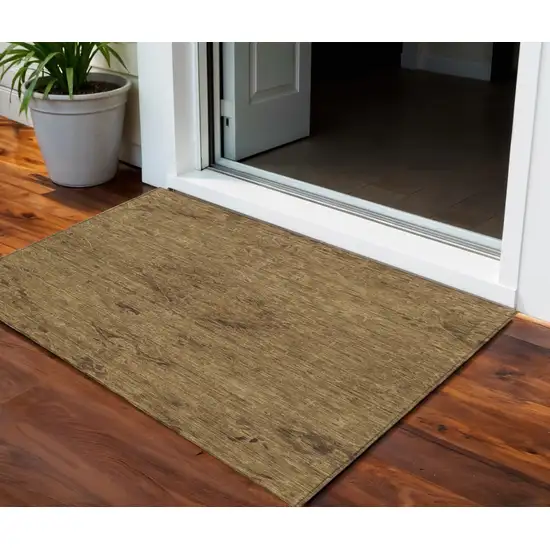 Brown And Tan Floral Washable Indoor Outdoor Area Rug Photo 1