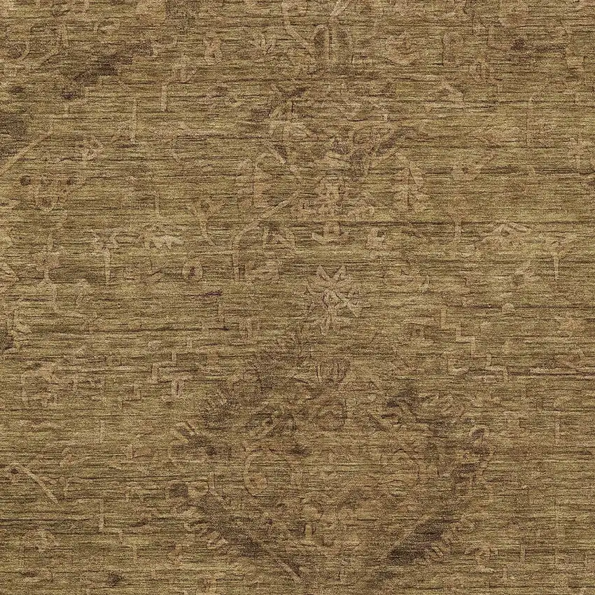Brown And Tan Floral Washable Indoor Outdoor Area Rug Photo 5
