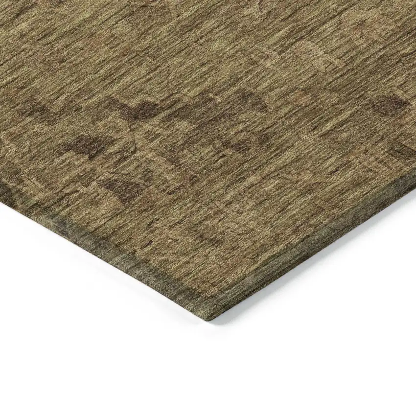Brown And Tan Floral Washable Indoor Outdoor Area Rug Photo 4