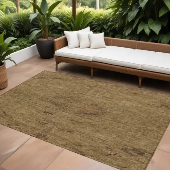 Brown And Tan Floral Washable Indoor Outdoor Area Rug Photo 1