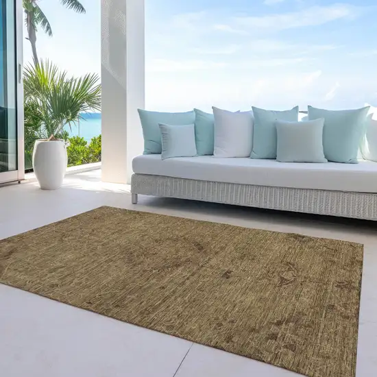 Brown And Tan Floral Washable Indoor Outdoor Area Rug Photo 7