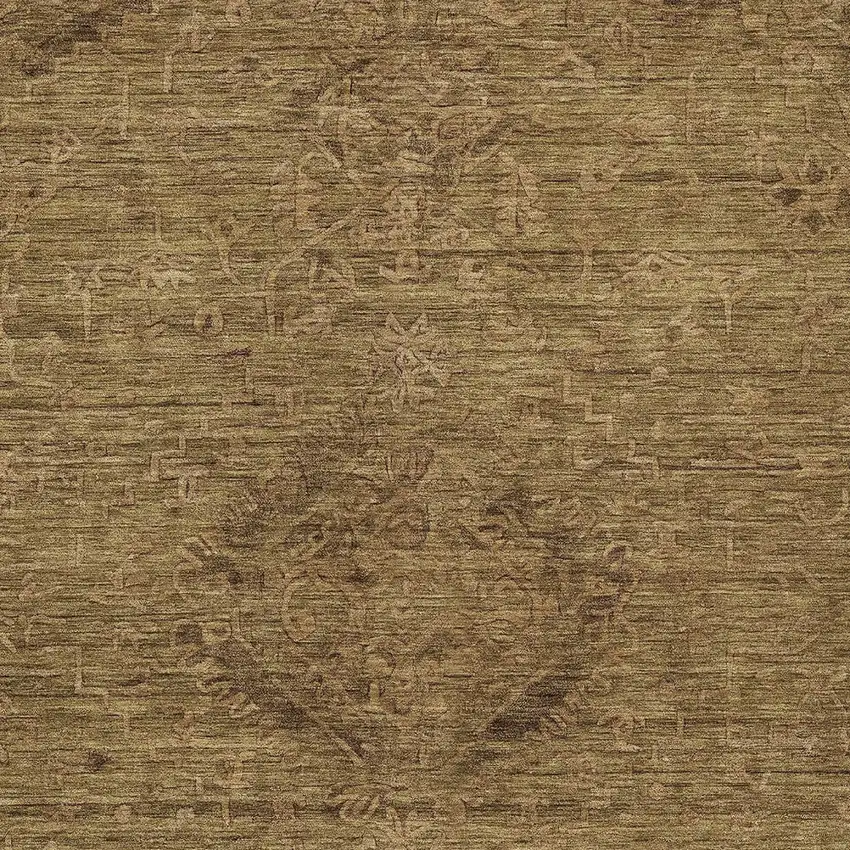 Brown And Tan Floral Washable Indoor Outdoor Area Rug Photo 5