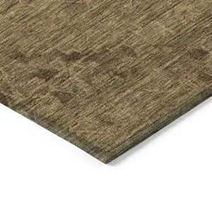 Photo of Brown And Tan Floral Washable Indoor Outdoor Area Rug