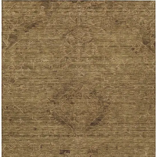 Brown And Tan Floral Washable Indoor Outdoor Area Rug Photo 6