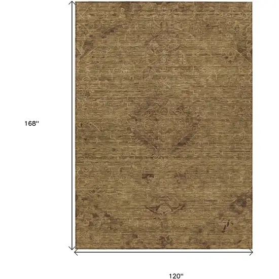 Brown And Tan Floral Washable Indoor Outdoor Area Rug Photo 7