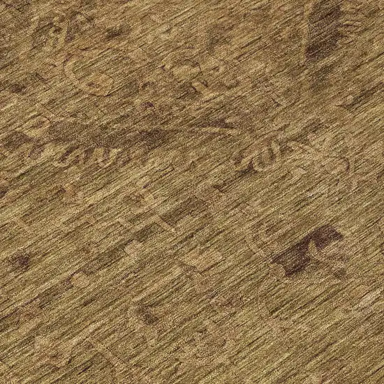 Brown And Tan Floral Washable Indoor Outdoor Area Rug Photo 8