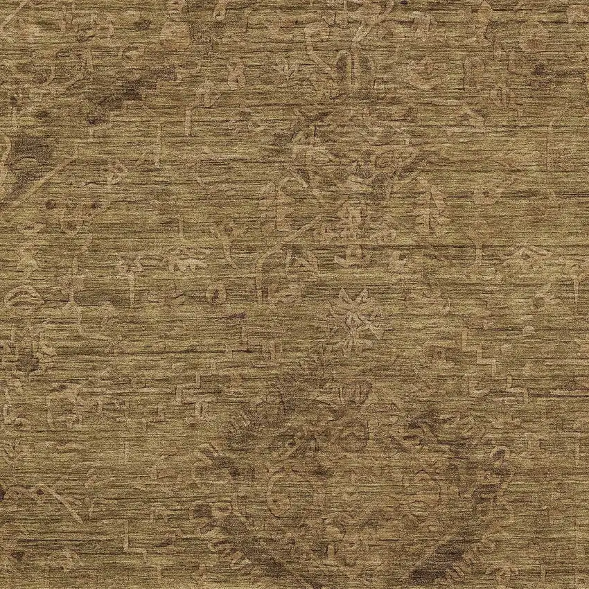 Brown And Tan Floral Washable Indoor Outdoor Area Rug Photo 5