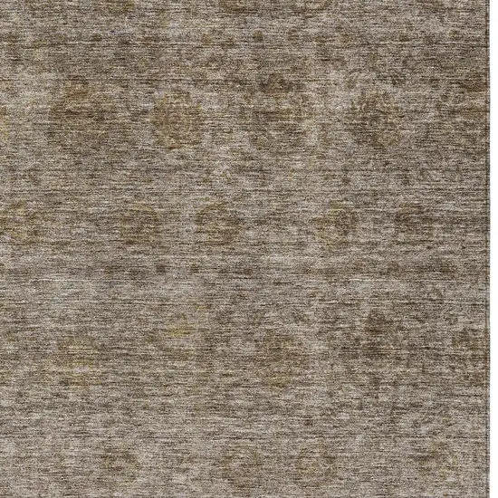 Brown And Tan Floral Washable Indoor Outdoor Area Rug Photo 6