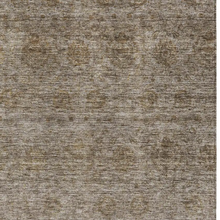 Brown And Tan Floral Washable Indoor Outdoor Area Rug Photo 6