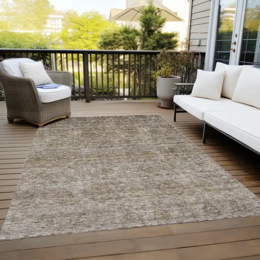 Brown And Tan Floral Washable Indoor Outdoor Area Rug Photo 9