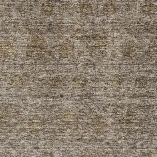 Brown And Tan Floral Washable Indoor Outdoor Area Rug Photo 6