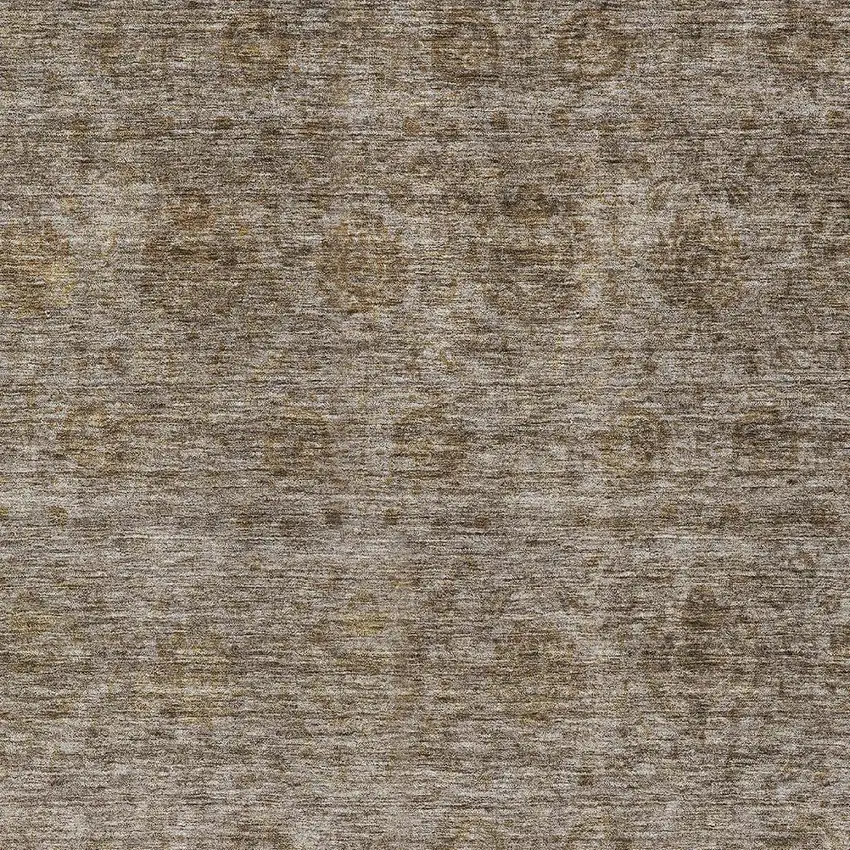 Brown And Tan Floral Washable Indoor Outdoor Area Rug Photo 6