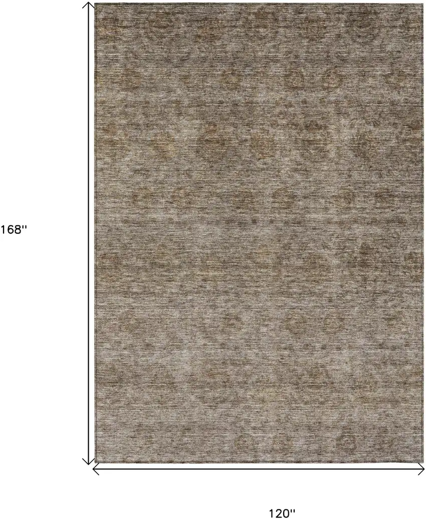 Brown And Tan Floral Washable Indoor Outdoor Area Rug Photo 3