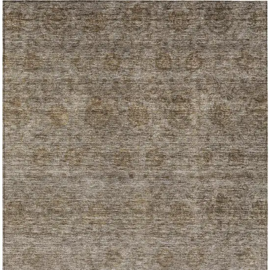 Brown And Tan Floral Washable Indoor Outdoor Area Rug Photo 6