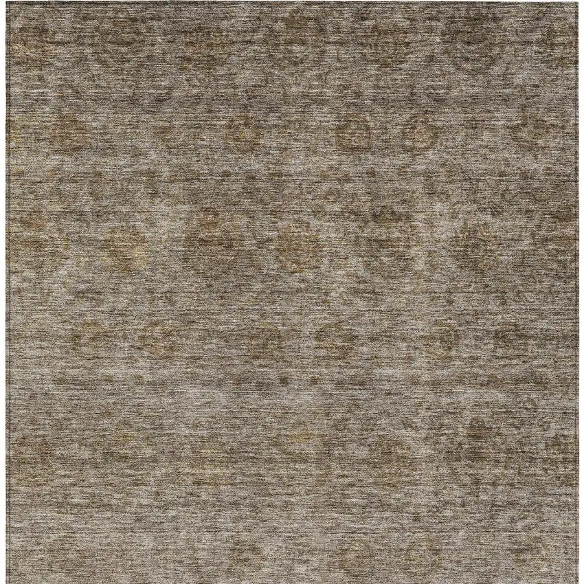 Brown And Tan Floral Washable Indoor Outdoor Area Rug Photo 6