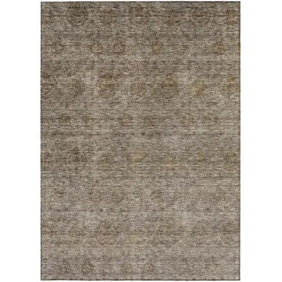 Brown And Tan Floral Washable Indoor Outdoor Area Rug Photo 7